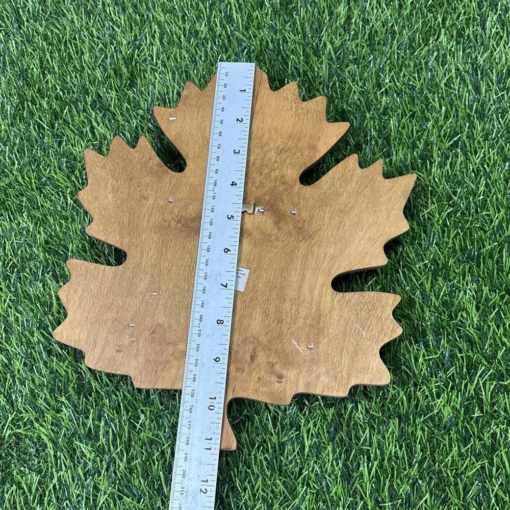 Vintage Wooden Leaf Wall Spoon Rack Mid Century Hand-Carved Display Holder Decor